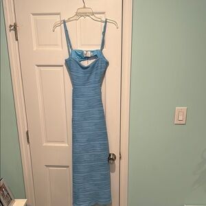 Hello Molly Blue Ruched Bodycon Midi Dress